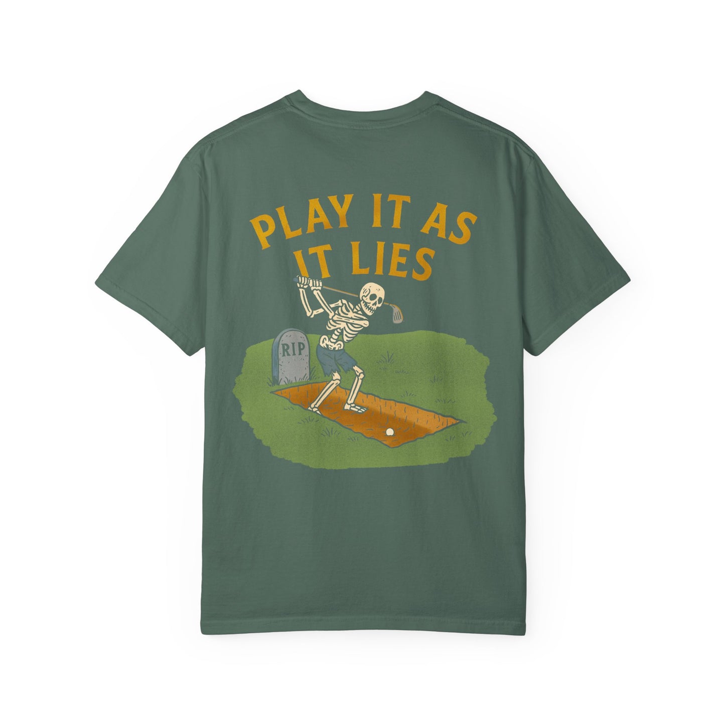 Play It As It Lies – Skeleton Golfer Halloween T-Shirt