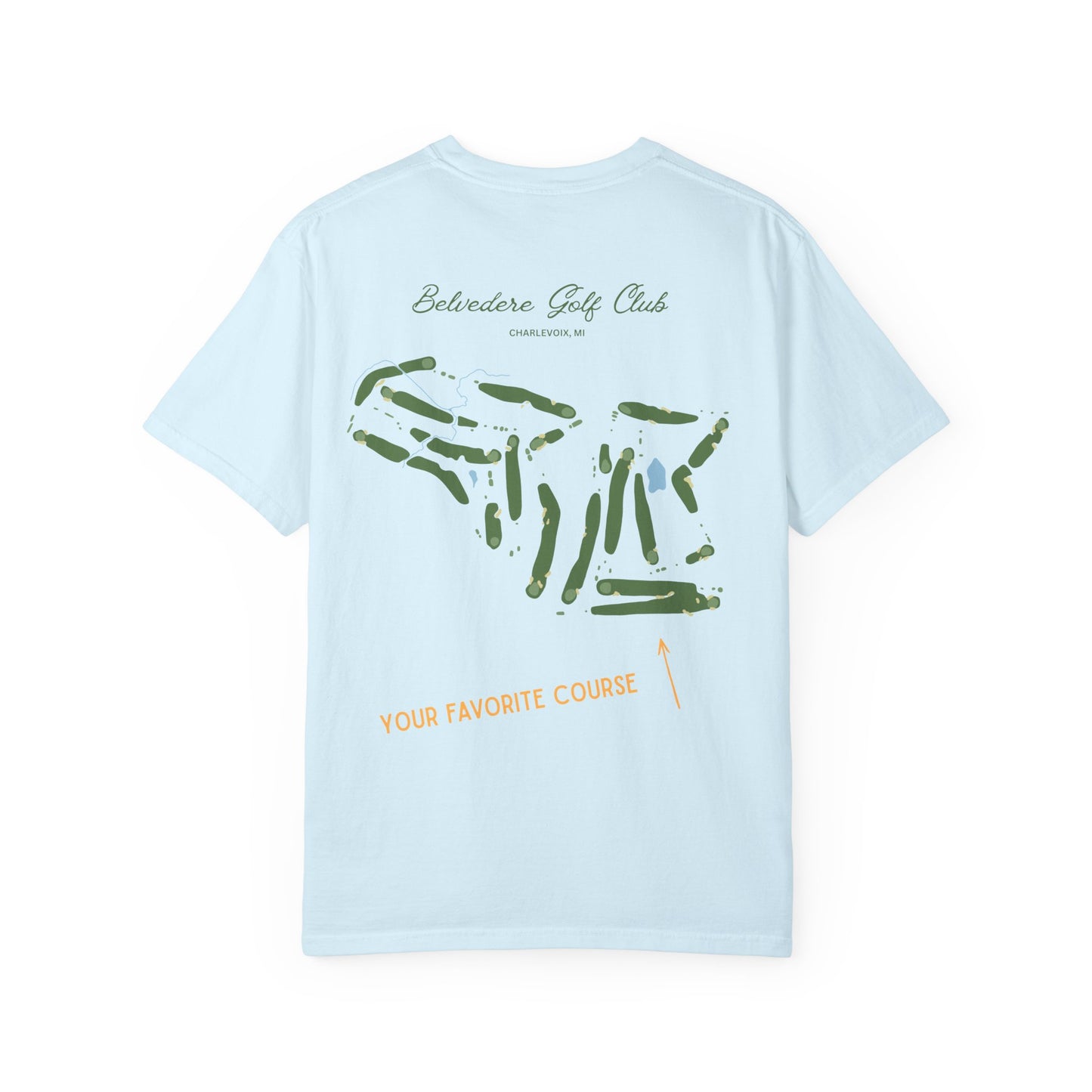 Custom Golf Course Map Tee, Hand-Drawn From Your Course