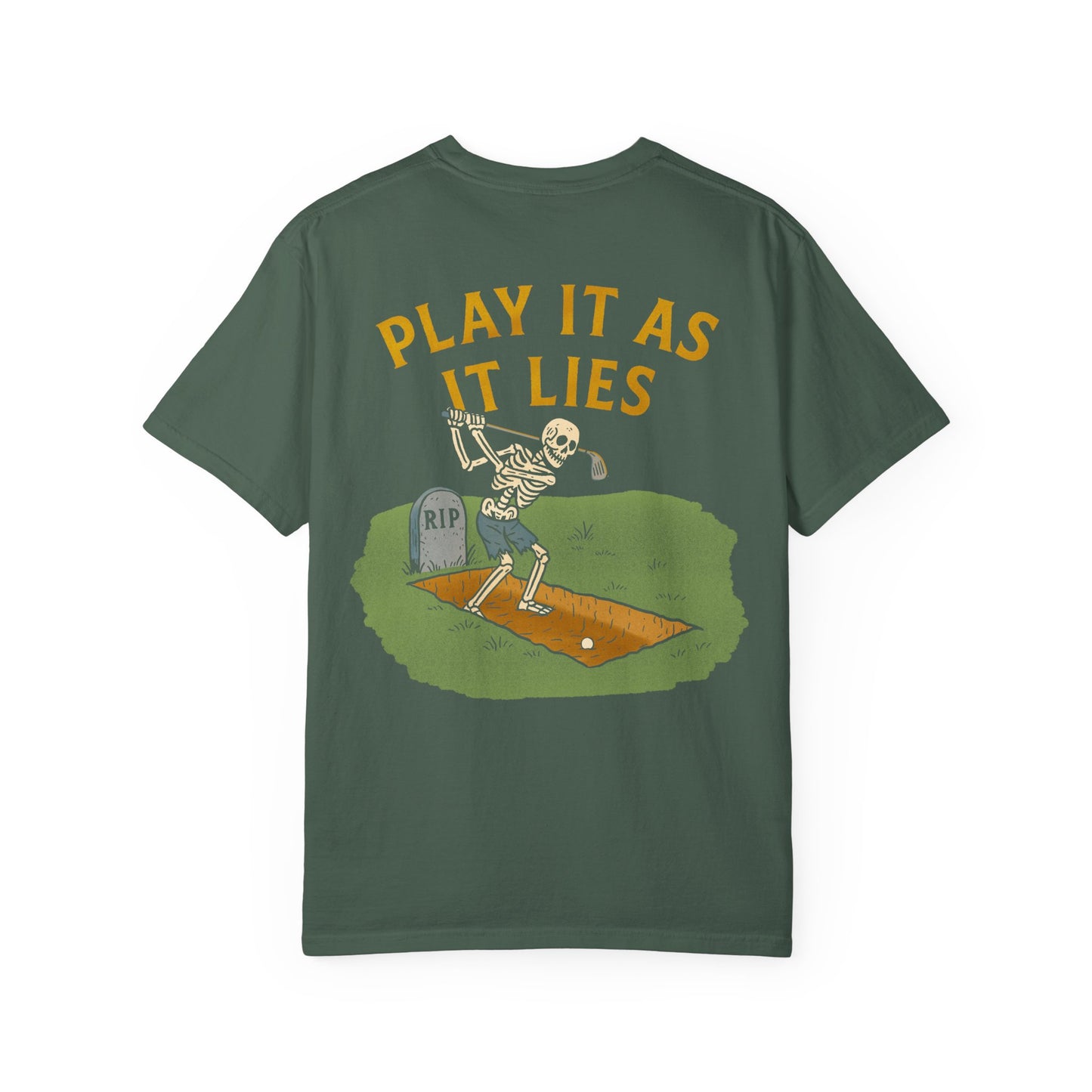 Play It As It Lies – Skeleton Golfer Halloween T-Shirt