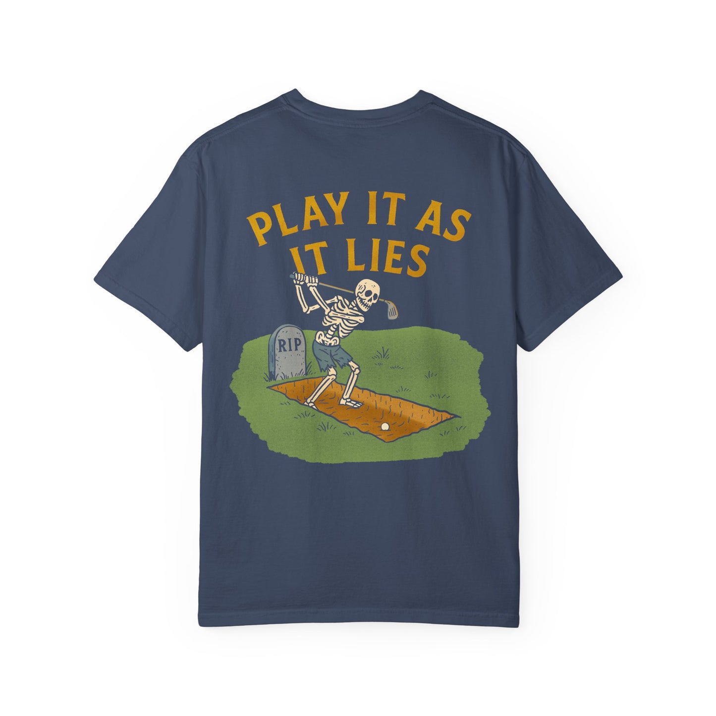 Play It As It Lies – Skeleton Golfer Halloween T-Shirt
