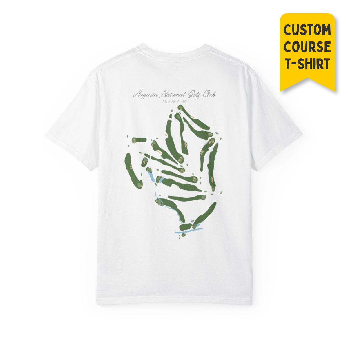 Custom Golf Course Map Tee, Hand-Drawn From Your Course