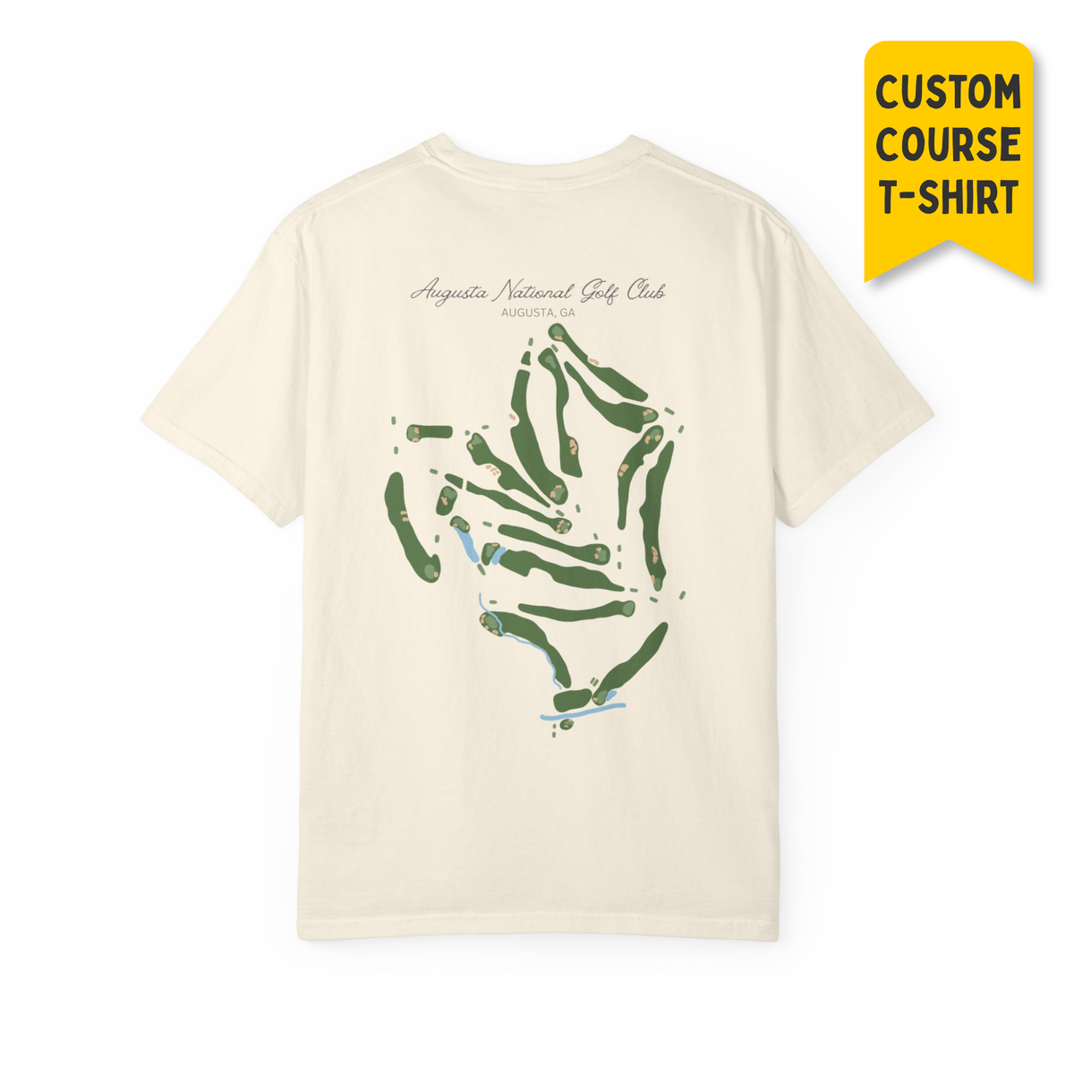 Custom Golf Course Map Tee, Hand-Drawn From Your Course