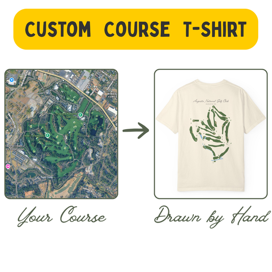 Custom Golf Course Map Tee, Hand-Drawn From Your Course