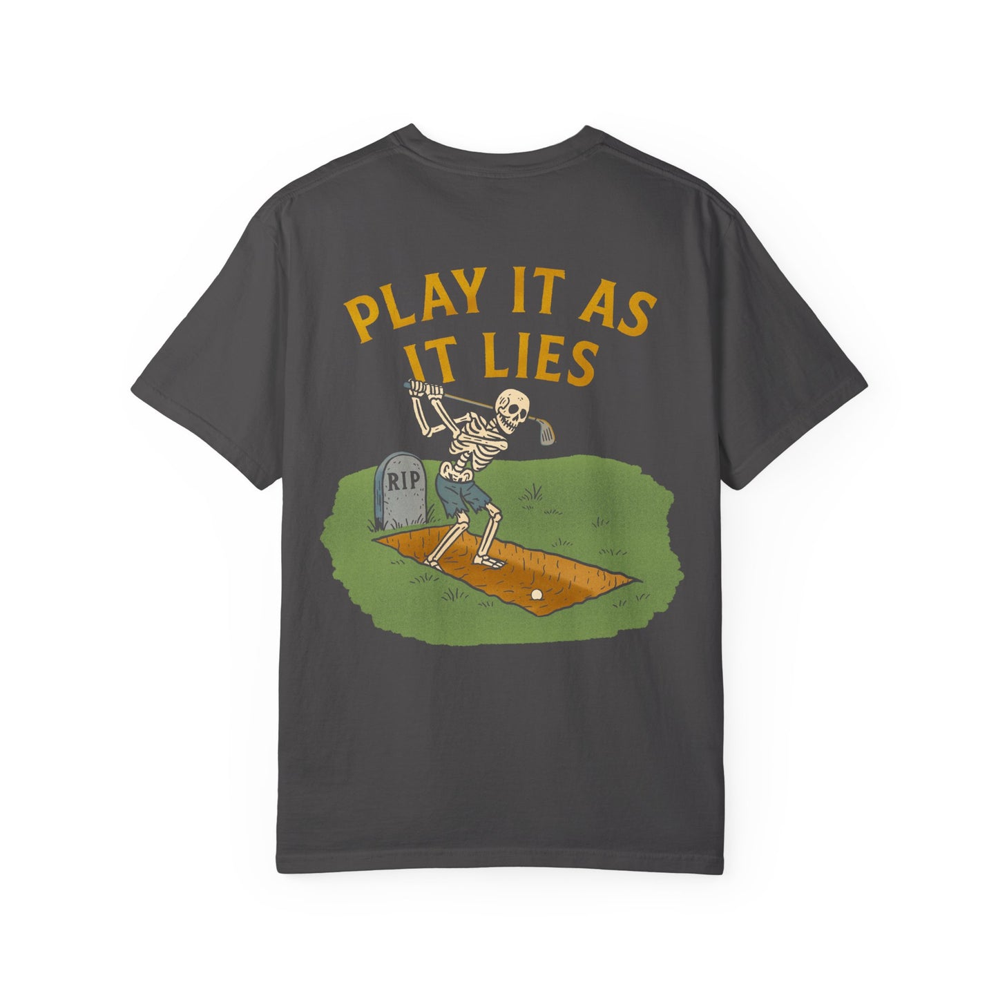 Play It As It Lies – Skeleton Golfer Halloween T-Shirt